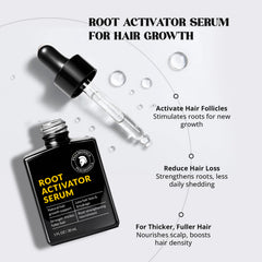 Close-up of scalp massage with Psalmonica Root Activator for soothing, balanced scalp.