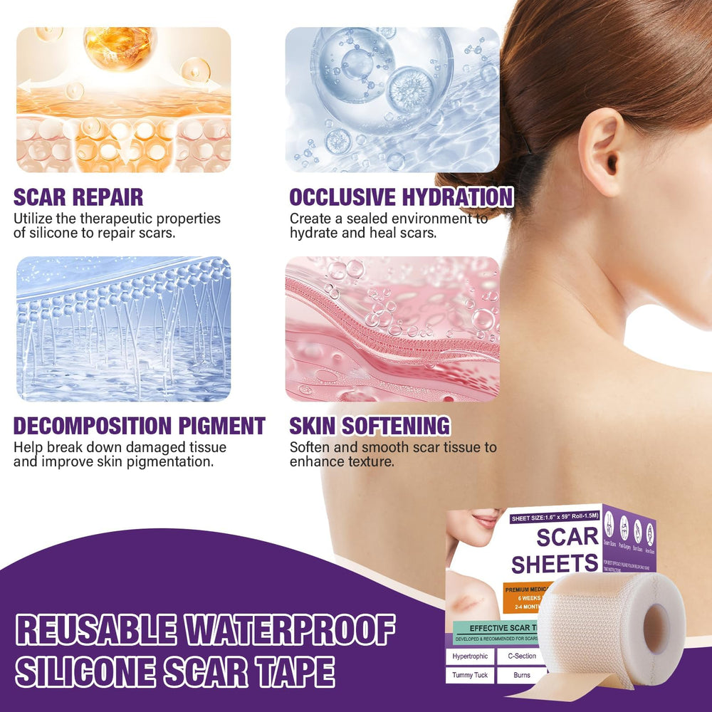 Psecici silicone scar sheets in 24-hour wear showing breathable design