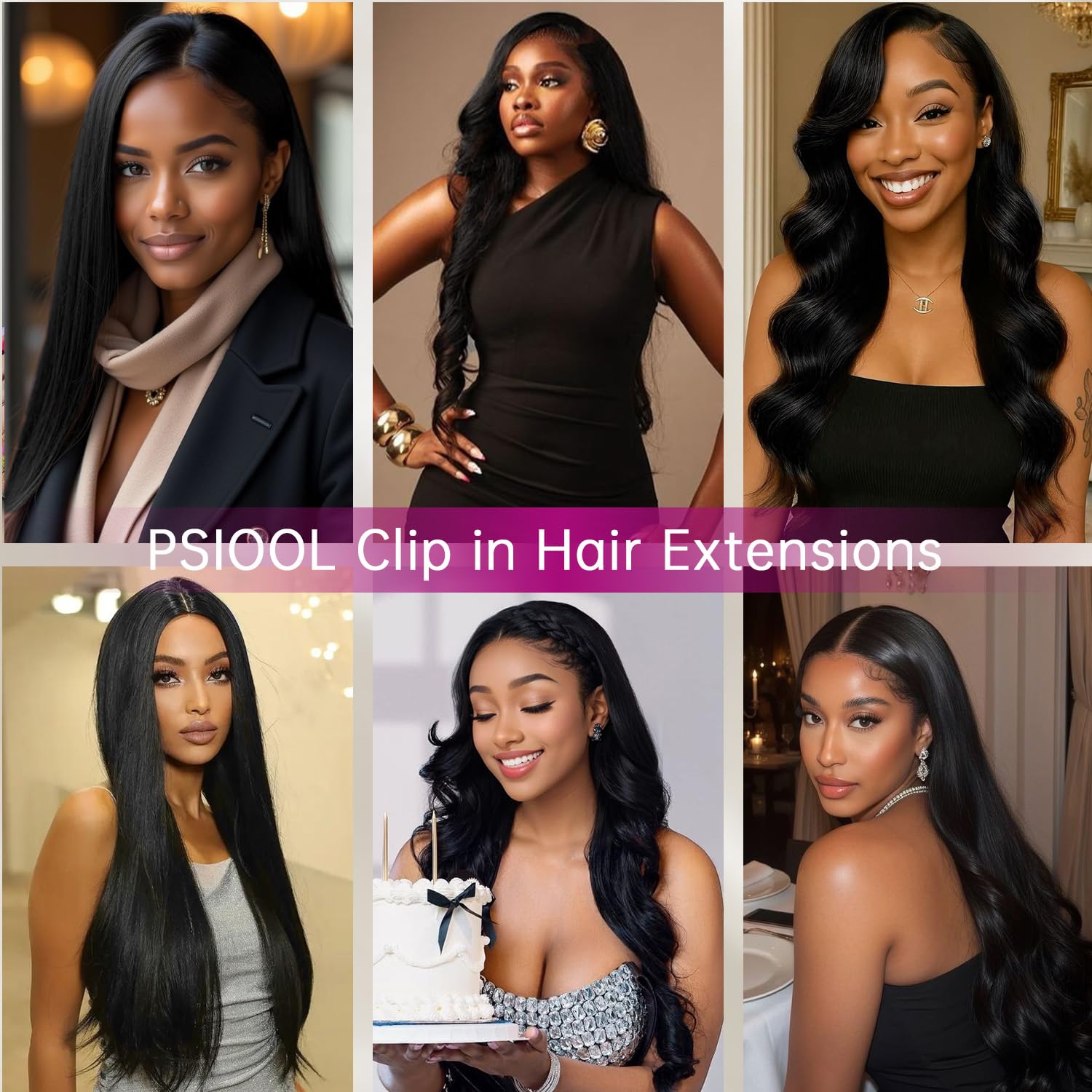 Psiool wedding-party clip-ins ideal for events and celebrations.