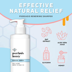 PSORIASIS HONEY Renewing Shampoo foaming lather ready to soothe itchy scalp.