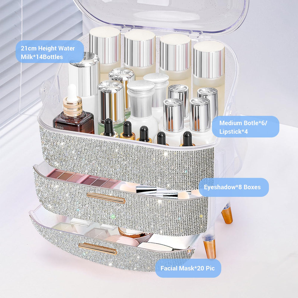 Ptesly carry-handle makeup case for portable on the go beauty use.