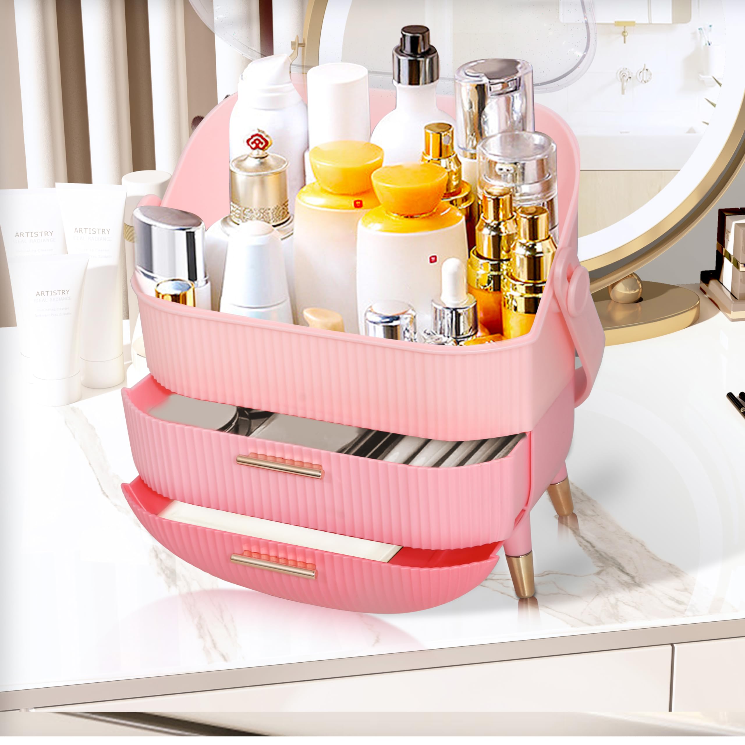 Ptesly egg-shaped design with pearlescent finish complements most vanities and rooms