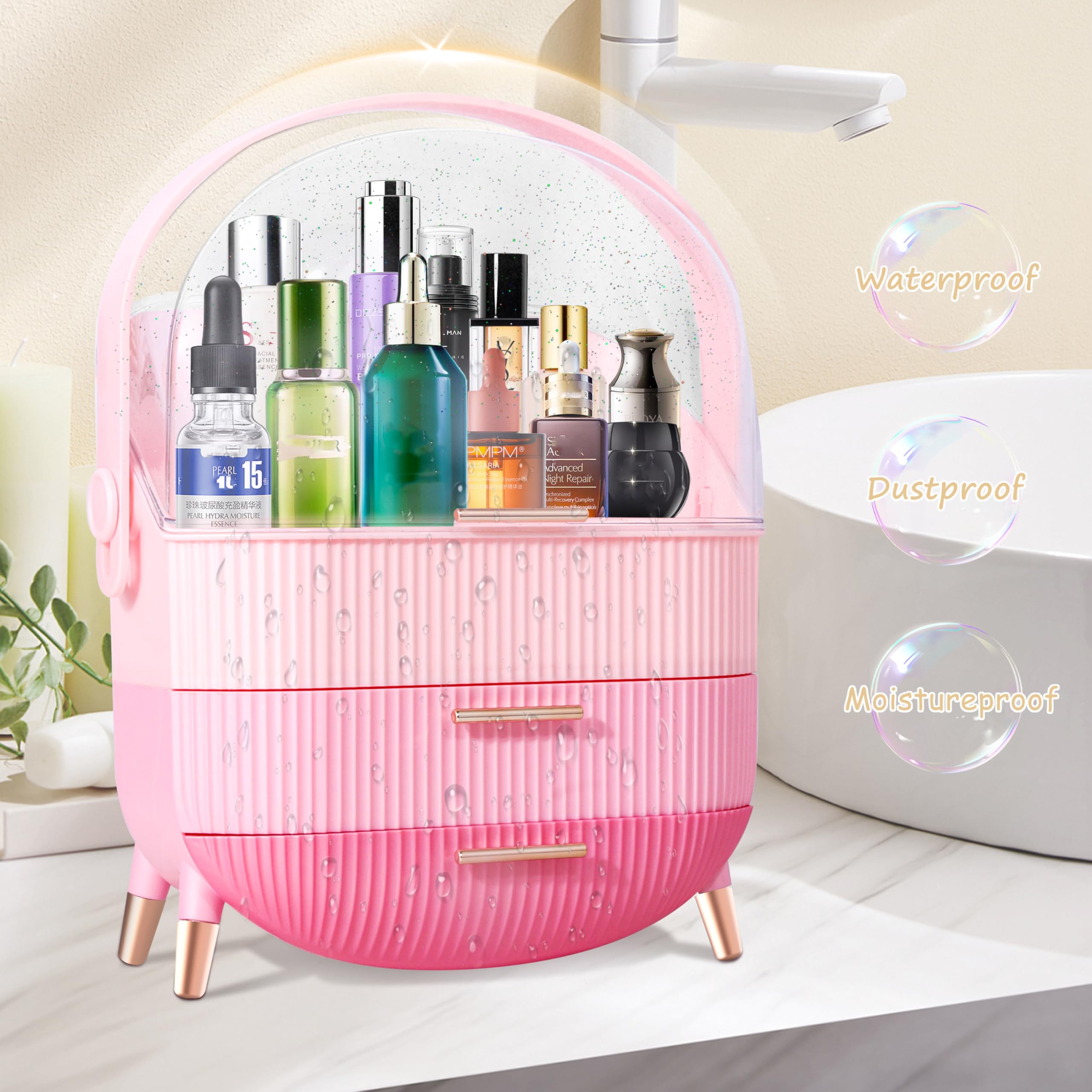 Ptesly skincare and jewelry storage case keeps items neatly organized