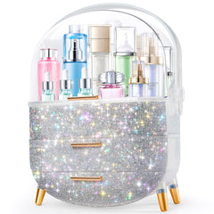 Ptesly teen makeup organizer top compartment stores tall bottles neatly for easy access.
