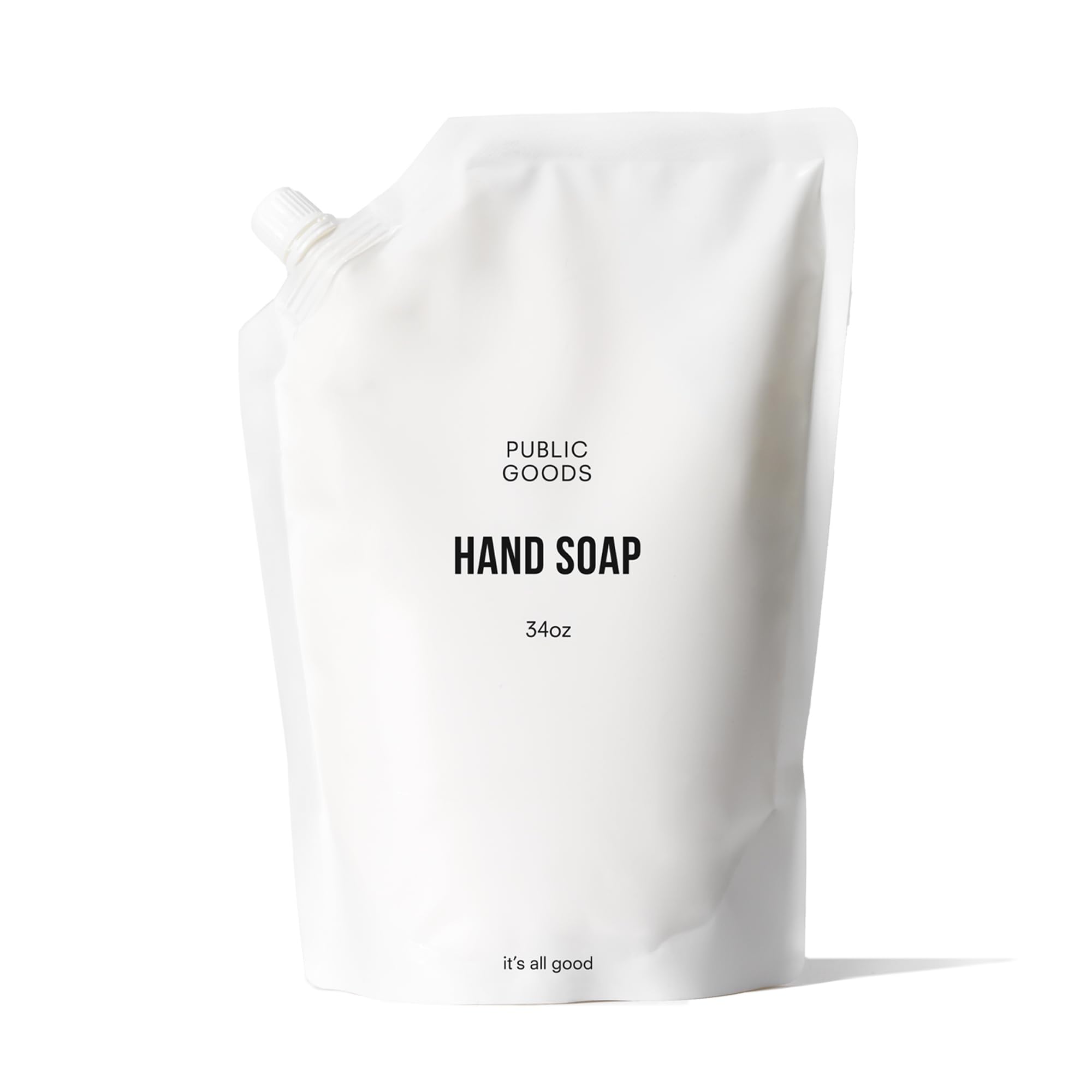 Public Goods hand soap bottle with pump delivers gentle cleansing and a refreshing citrus scent