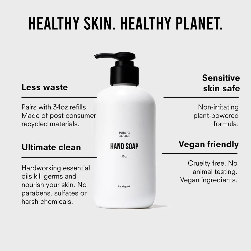 Public Goods Hand Soap lather close-up demonstrating rich foam and skin-friendly formula