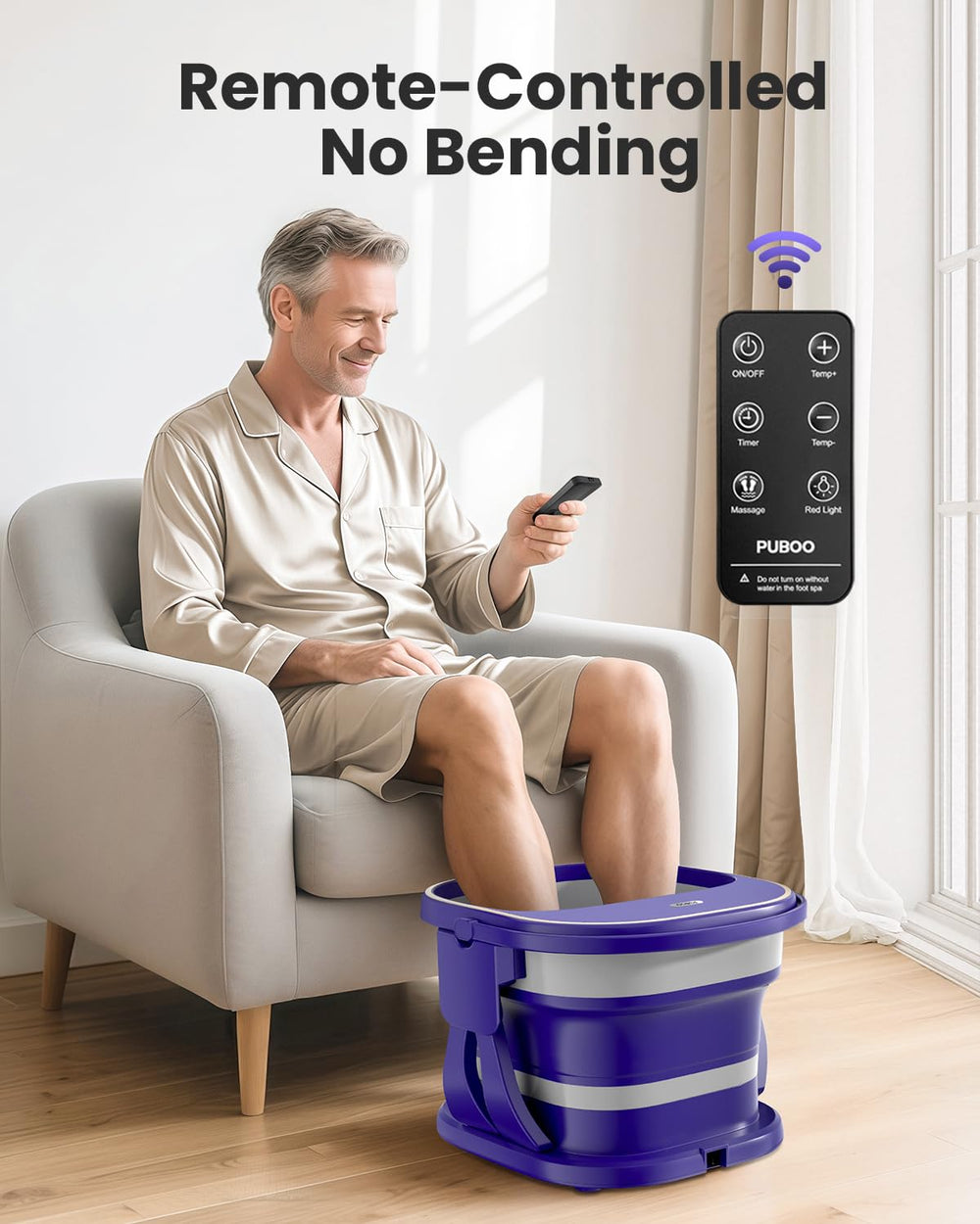Puboo foot spa size-11 fit demonstrates accommodating US men's size 11 feet.