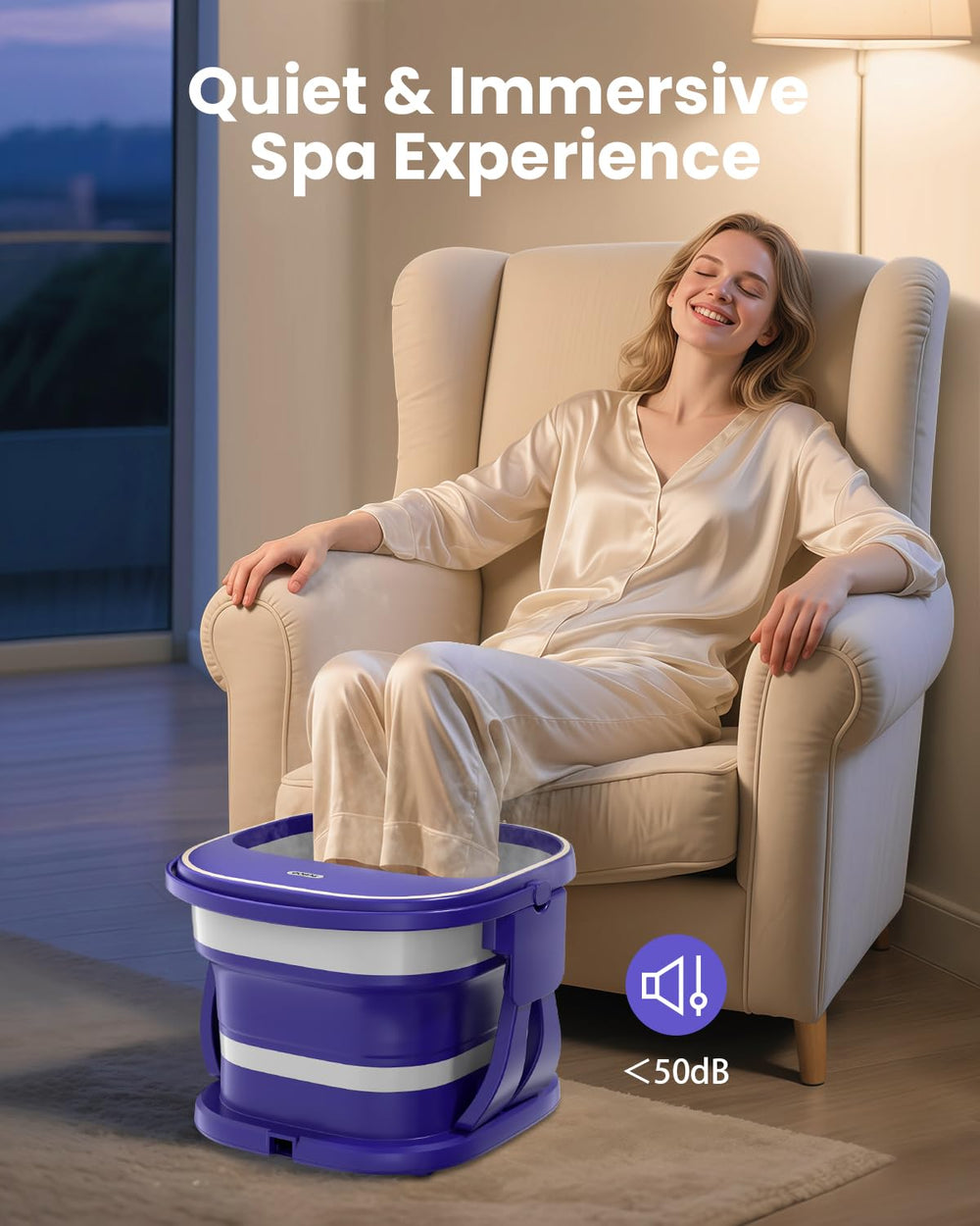 Puboo foot spa water jets provide steady circulation for refreshing soaks.