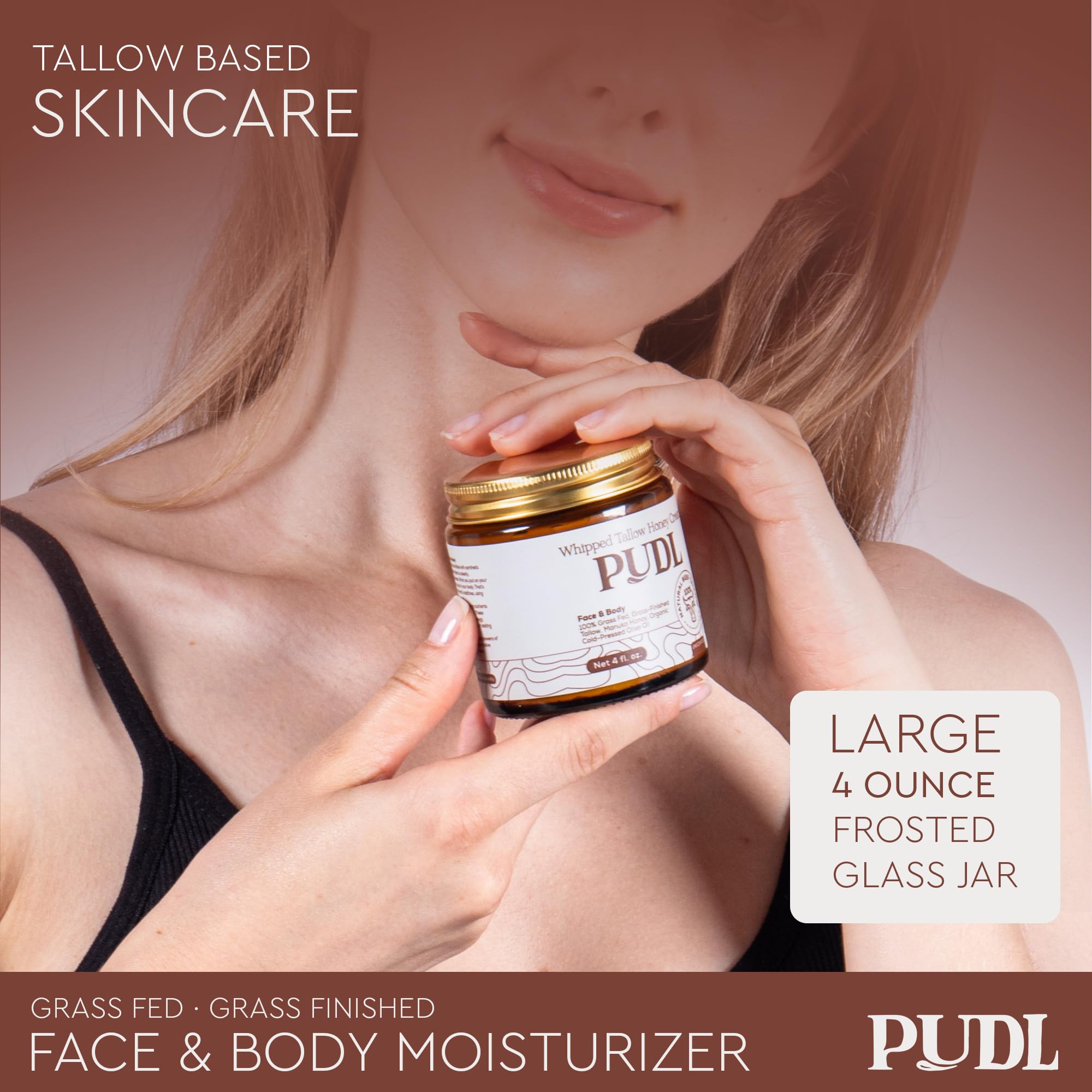 PUDL manuka honey jar with application on skin highlighting soothing benefits