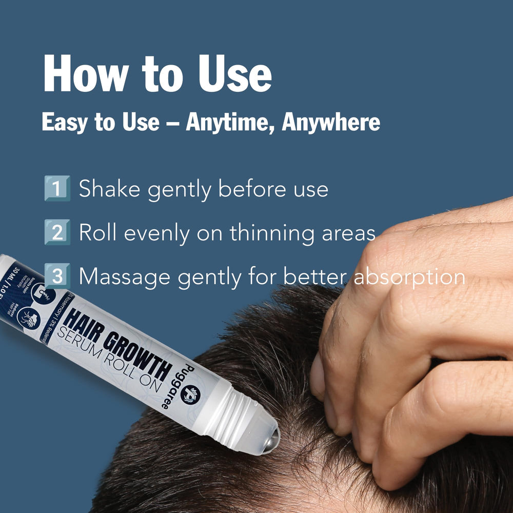 Puggaree Rosemary Serum Roll-On hand applying to scalp during routine