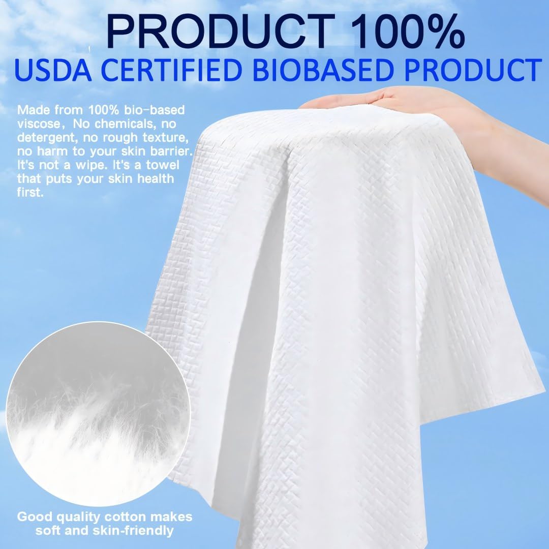 PUHPIG disposable face towels USDA biobased and dermatologist tested for sensitive skin comfort