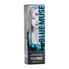 Pulp Riot BLUE MUSE bottle pour showing direct-dye application for vibrant color