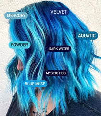 Pulp Riot BLUE MUSE color swatch demonstrates neon vibrancy and shade compatibility