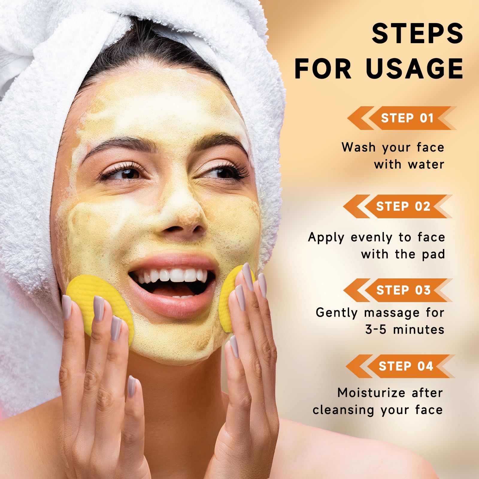 Pumkot turmeric kojic pads in use on clean skin for pore tightening.