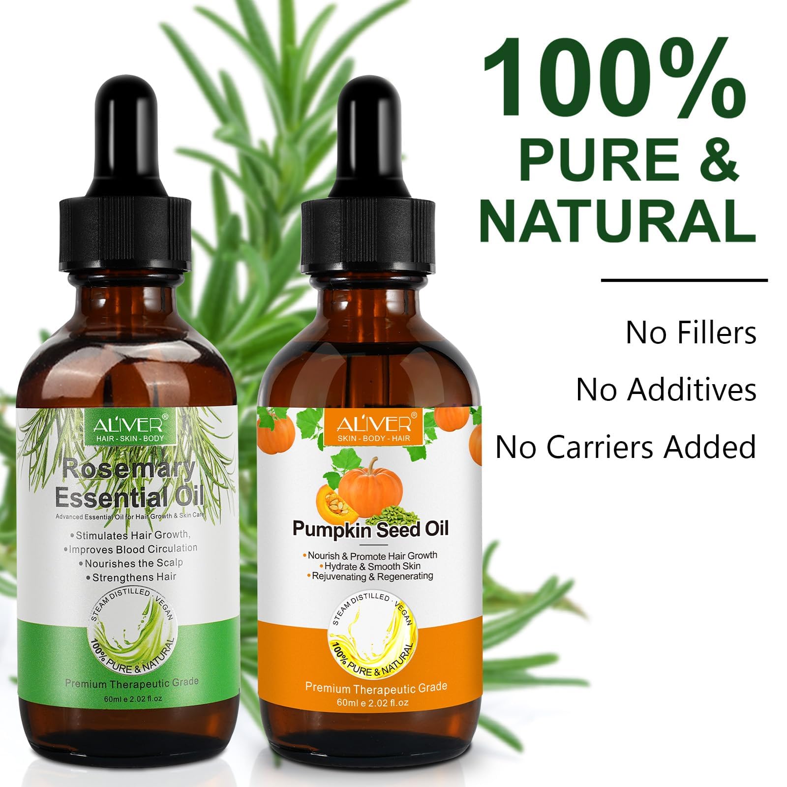 Pumpkin Seed Oil on dry hair illustrates deep moisture and frizz reduction.