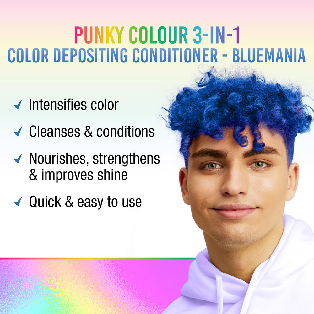 Punky Bluemania color-depositing conditioner bottle for at-home color revival.