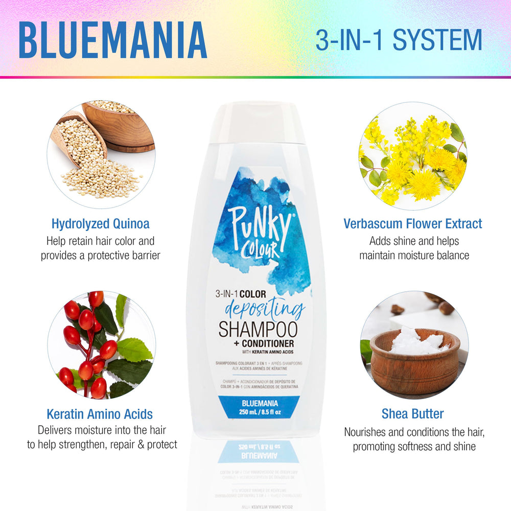 Punky Bluemania hair wash application demonstrating quick color refresh and cleanse.