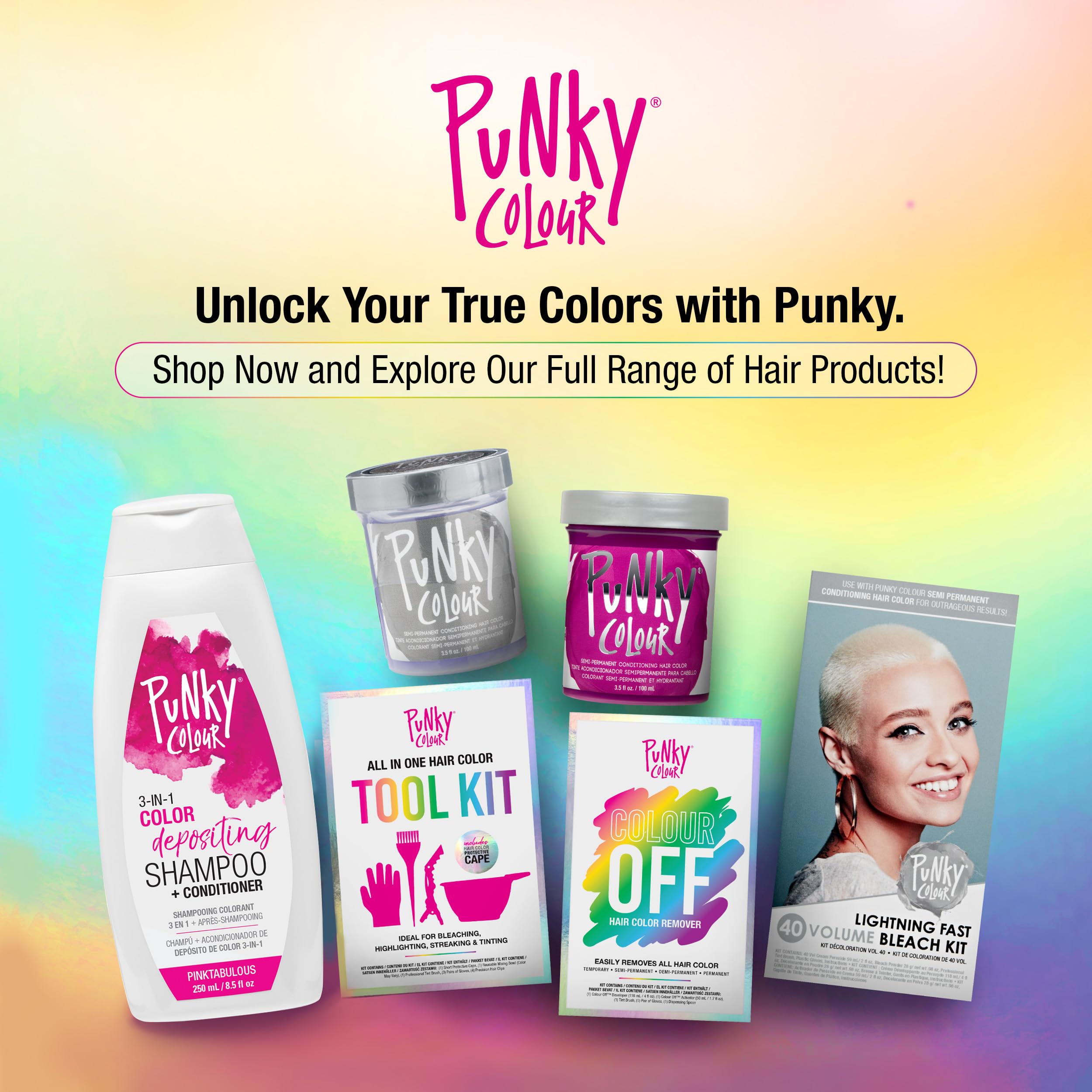 Punky Colour 3-in-1 packaging display emphasizes cruelty-free adult-use product