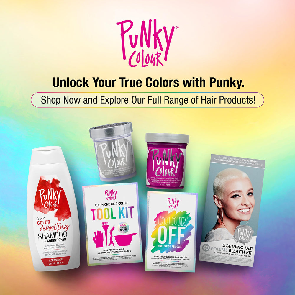 Punky Colour 3-in-1 Redilicious post-wash hair shows reduced brassiness and enhanced shine.