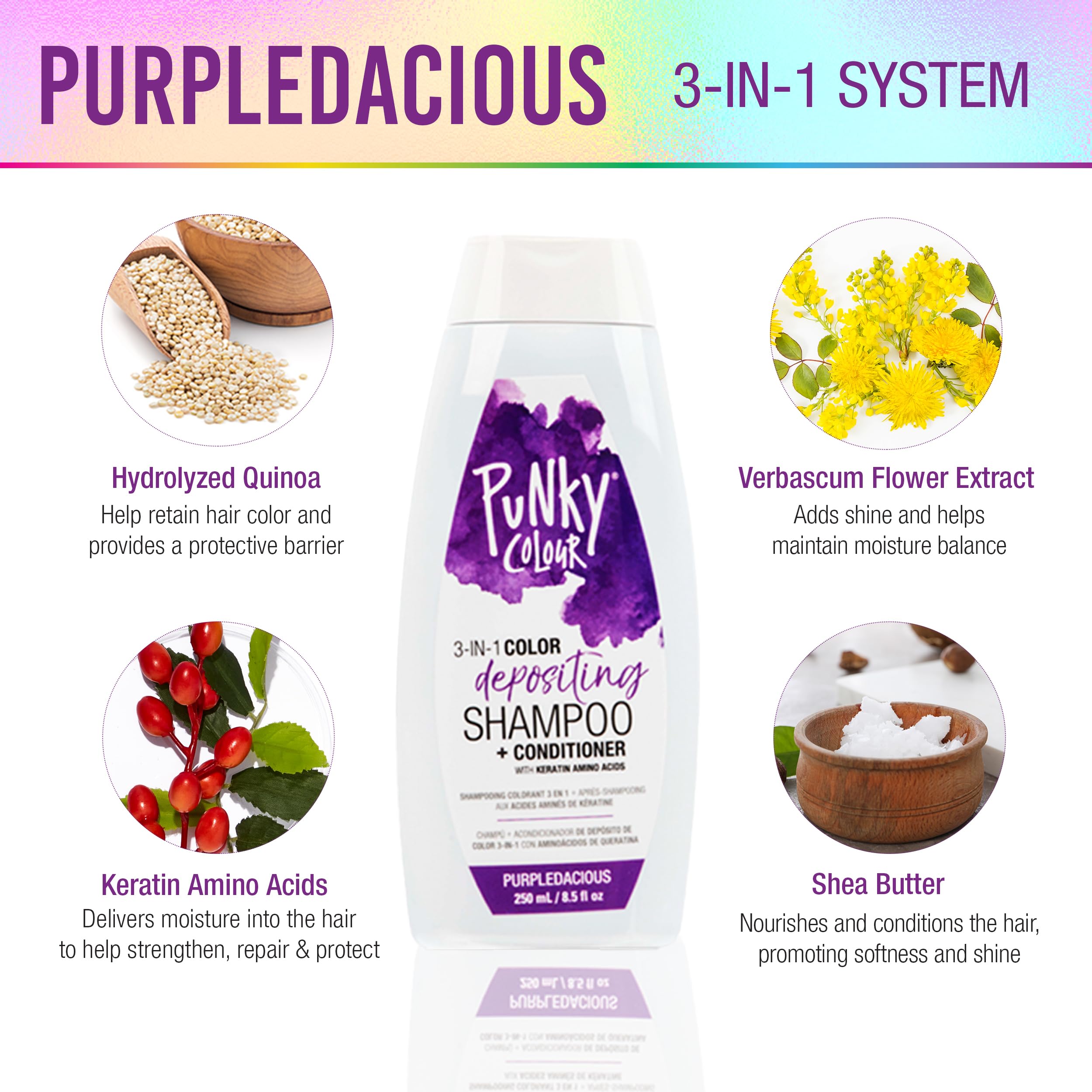 Punky Colour 3-in-1 Purpledacious depositing pigments close-up for richer tones.
