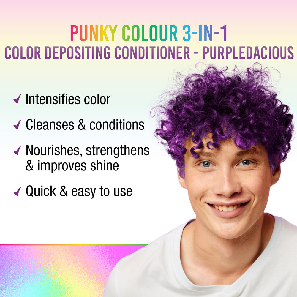 Punky Colour 3-in-1 Purpledacious hair-application steps for easy color-refresh.