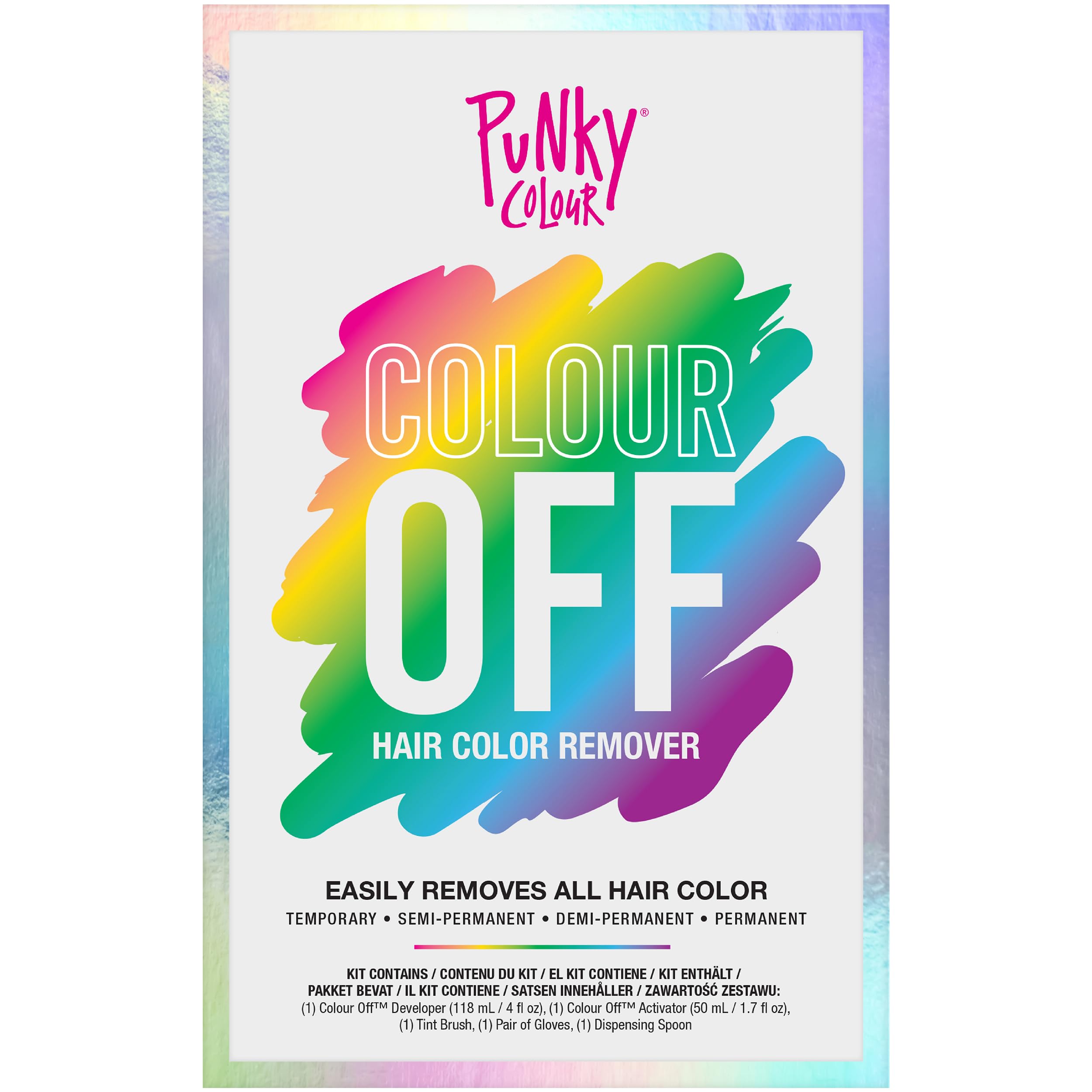 Punky Colour Off hair color remover kit front packaging for color reset