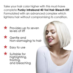 Punky Intrabond 40 Vol Bleach Kit bleach powder image highlights concentrated lightening formula