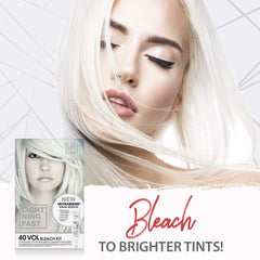 Punky Intrabond 40 Vol Bleach Kit included items image highlights gloves, brush, and developer for DIY lightening