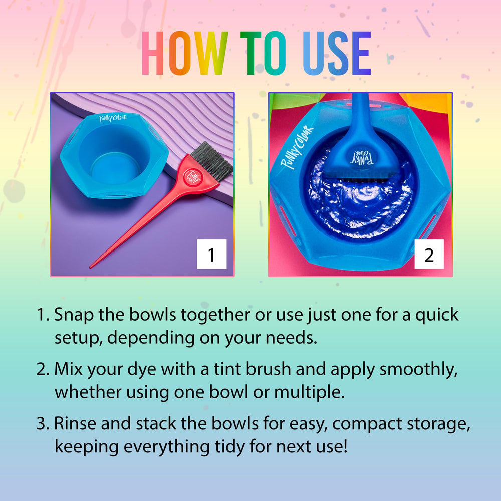 Punky Rainbow Tint Bowl Set displays six colors for multi-shade experiments.