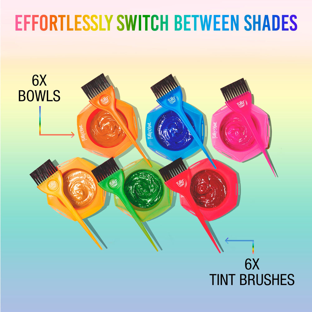 Punky Rainbow Tint Bowl Set with rubber base stabilizes during color mixing.
