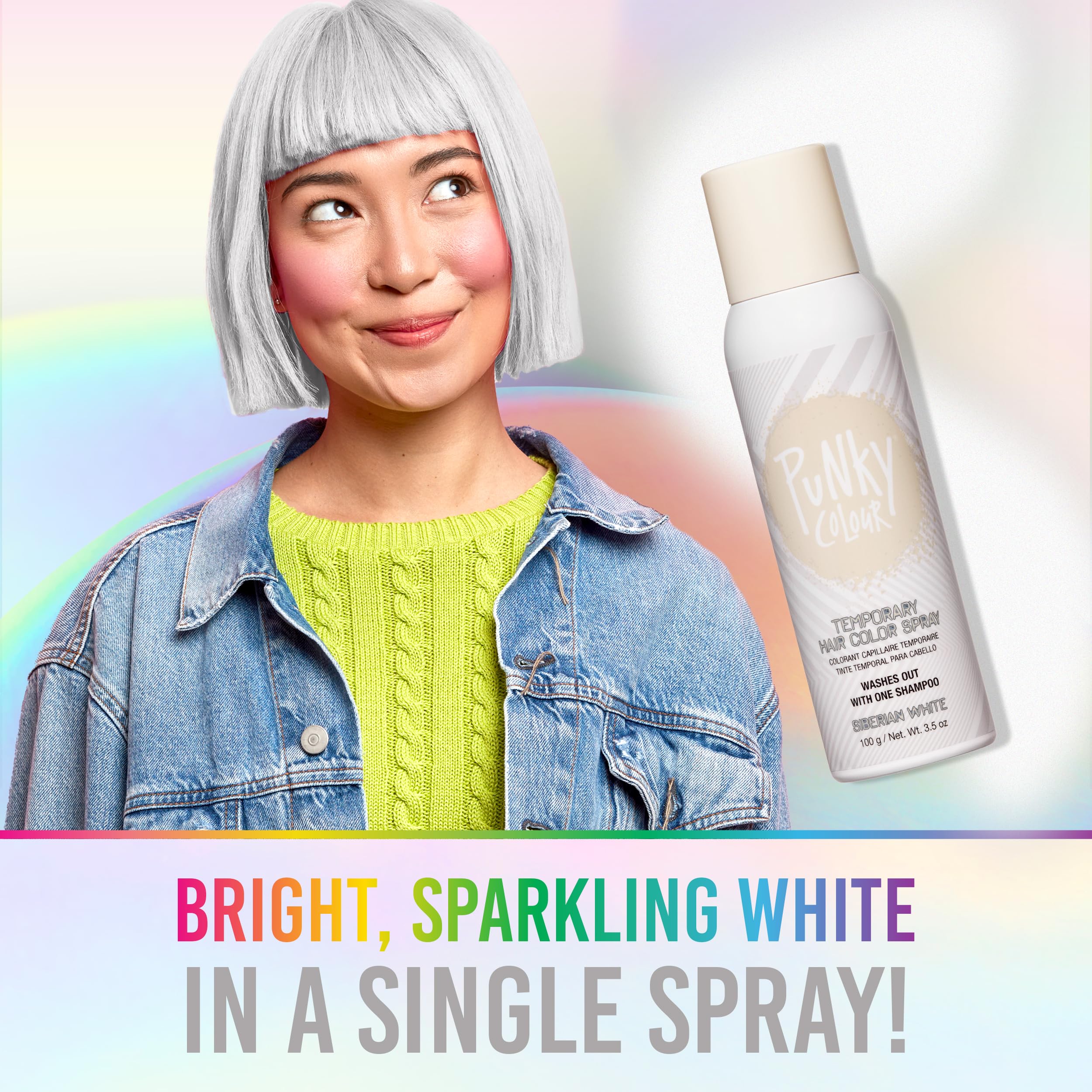 Punky Siberian White model shows dramatic white color.