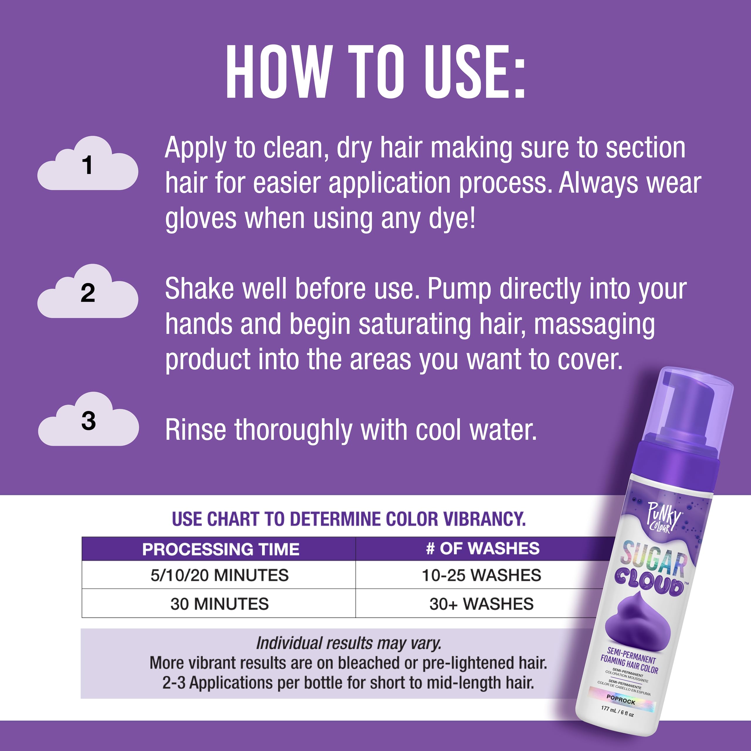Punky Sugar Cloud foam on bleached hair for vivid color results
