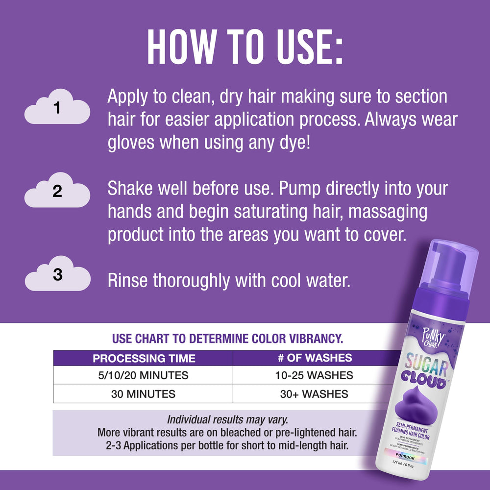 Punky Sugar Cloud foam on bleached hair for vivid color results