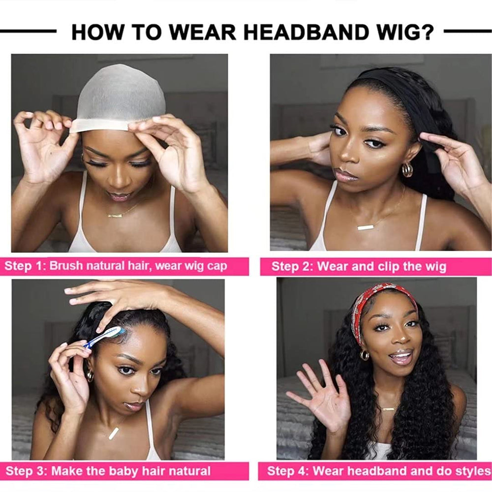 Punmasa headband wig styling options like ponytail or bun for versatility