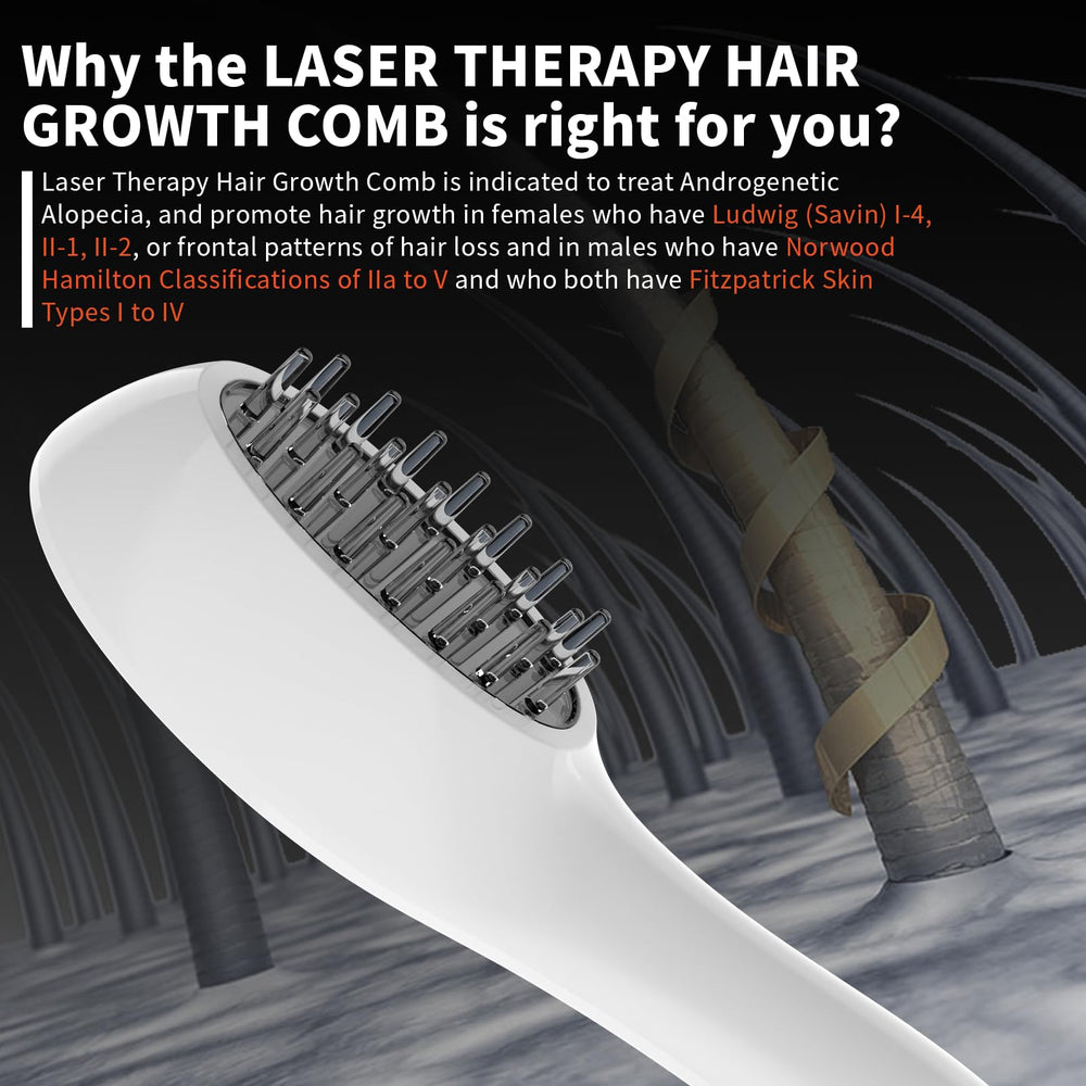 PUPCA Laser Therapy Hair Growth Comb light-spectrum display illustrates red light therapy concept