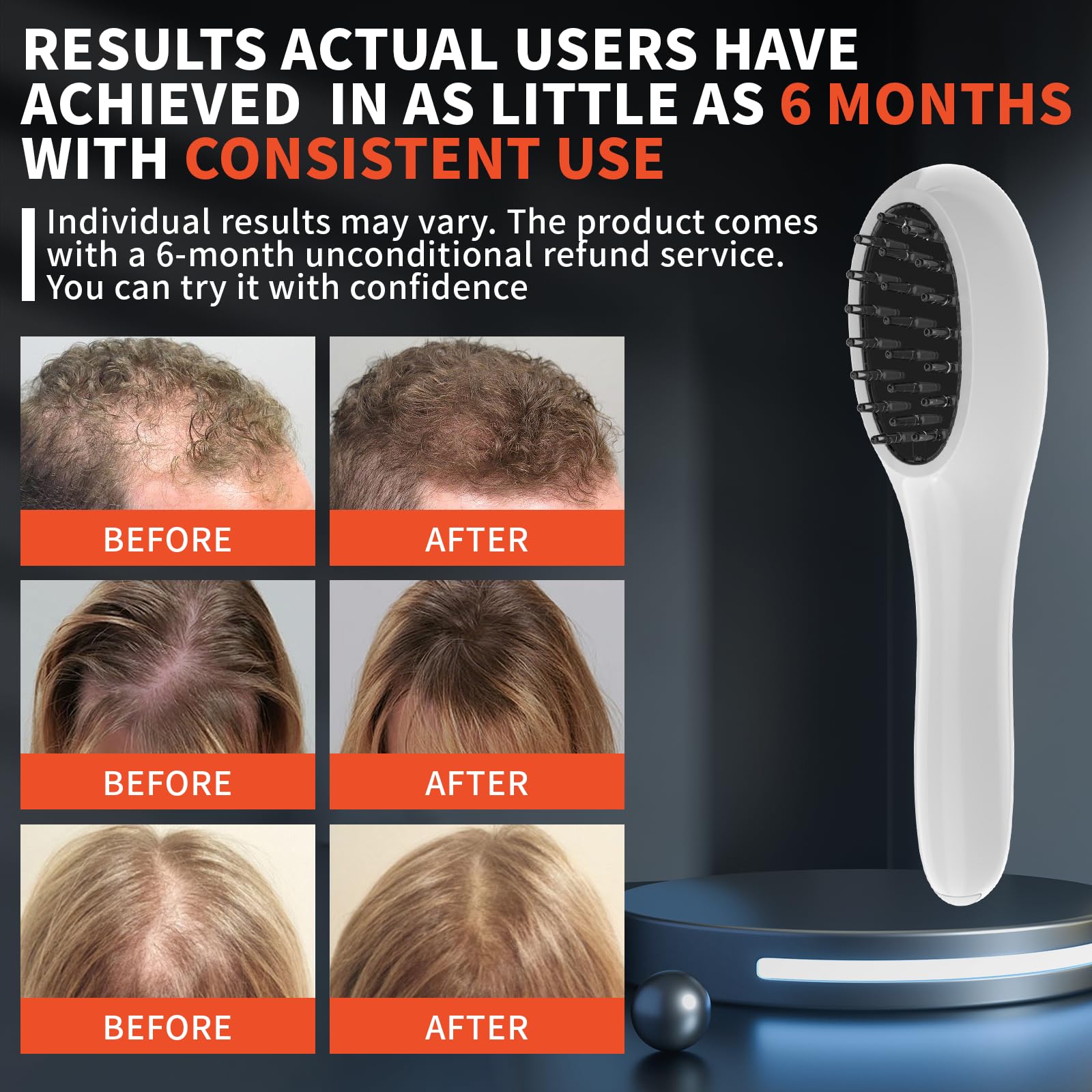 PUPCA Laser Therapy Hair Growth Comb skin-type friendly design suitable for multiple complexions