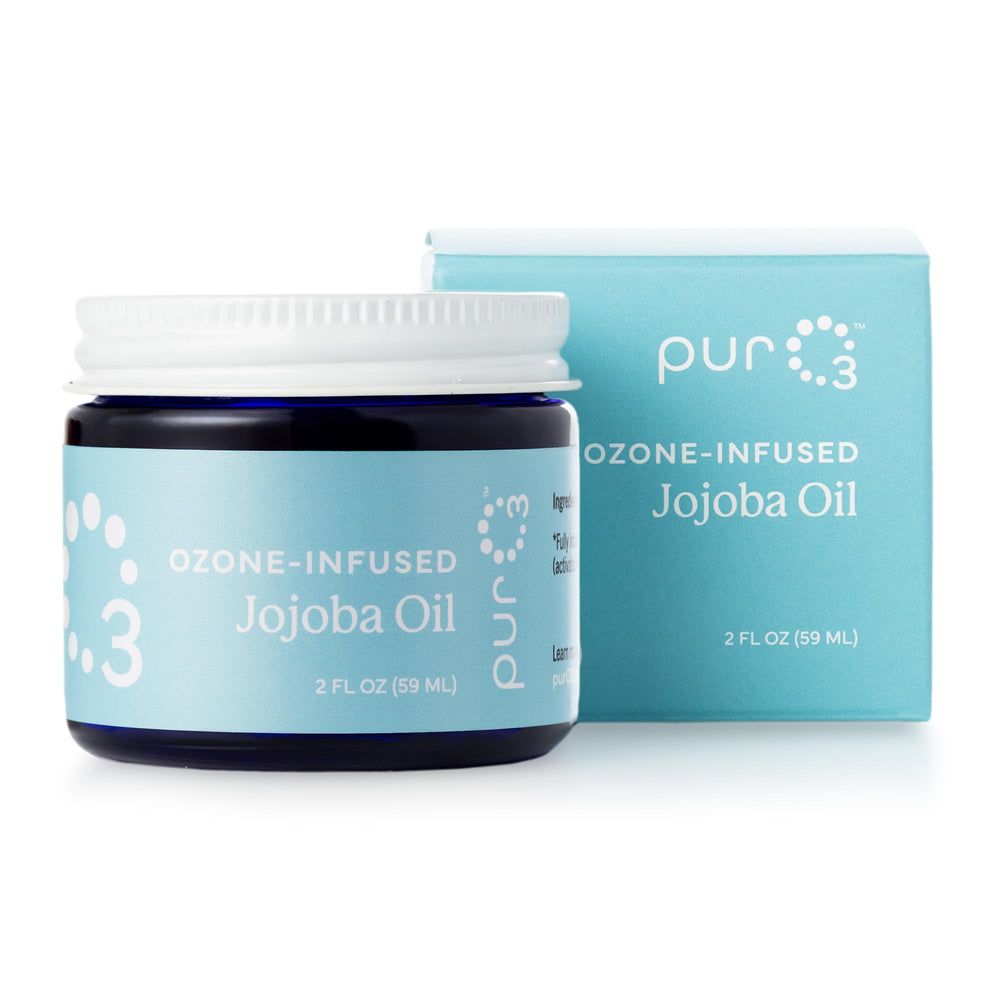 PurO3 glass jar cap close-up showcasing premium packaging