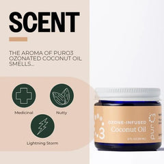 PurO3 ozonated coconut oil texture close-up shows smooth formula