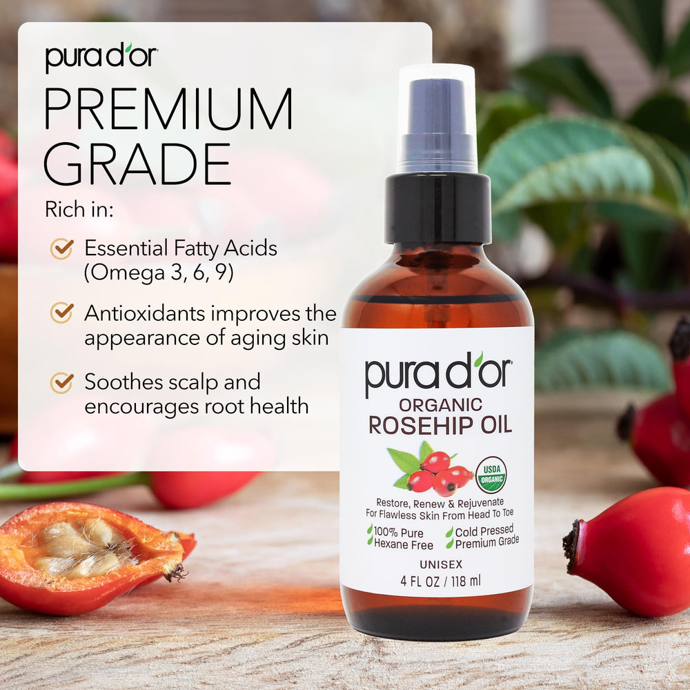 PURA D OR Rosehip Seed Oil on face application for moisturizing care