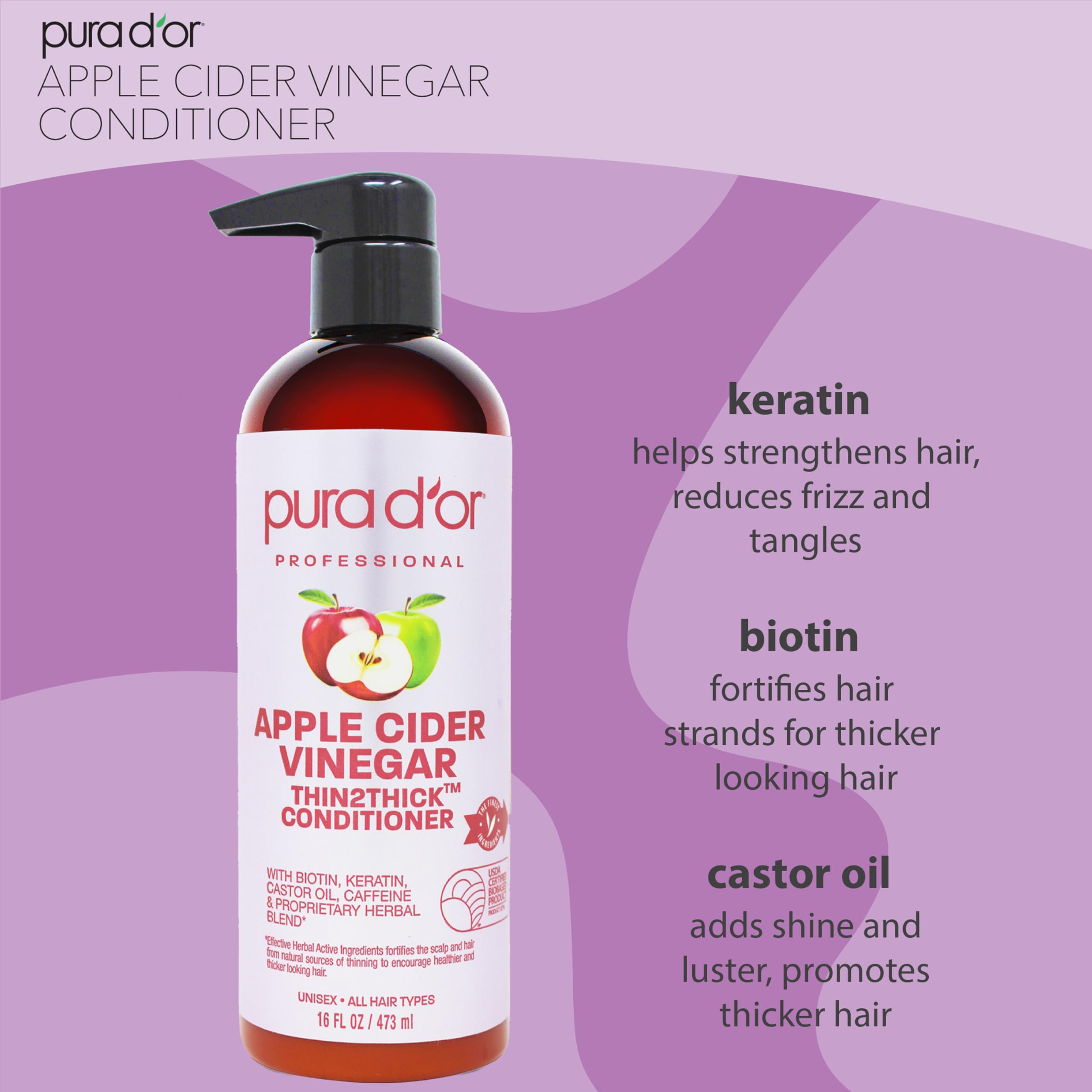 PURA D'OR 15 key active ingredients panel highlights natural nourishment