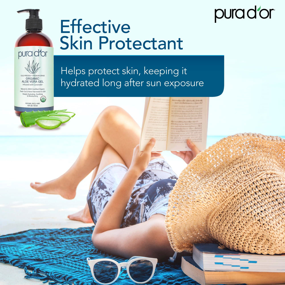 PURA D'OR Aloe Vera Gel after sun care soothing skin without stickiness