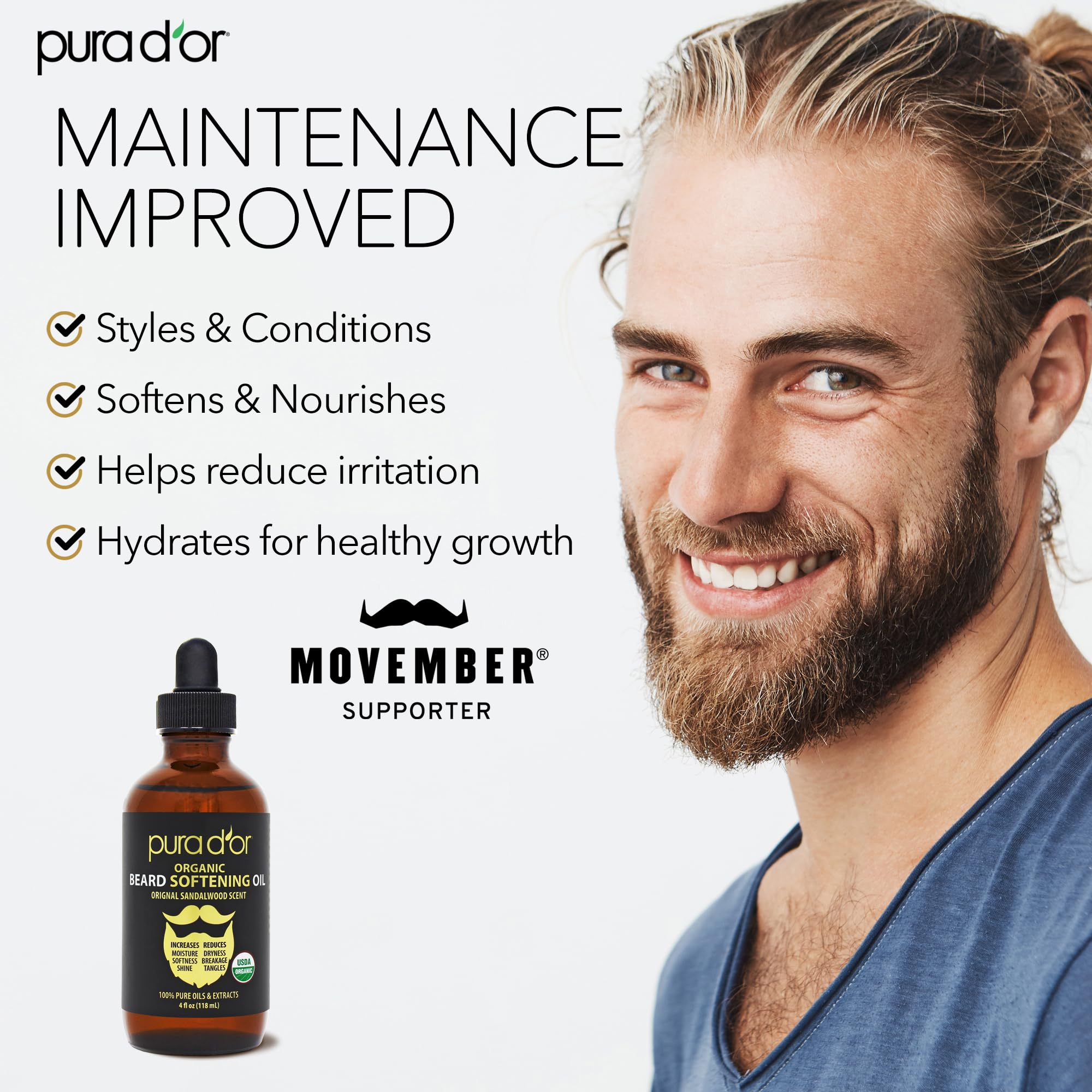 PURA D'OR beard oil application dropper provides precise, even coverage.