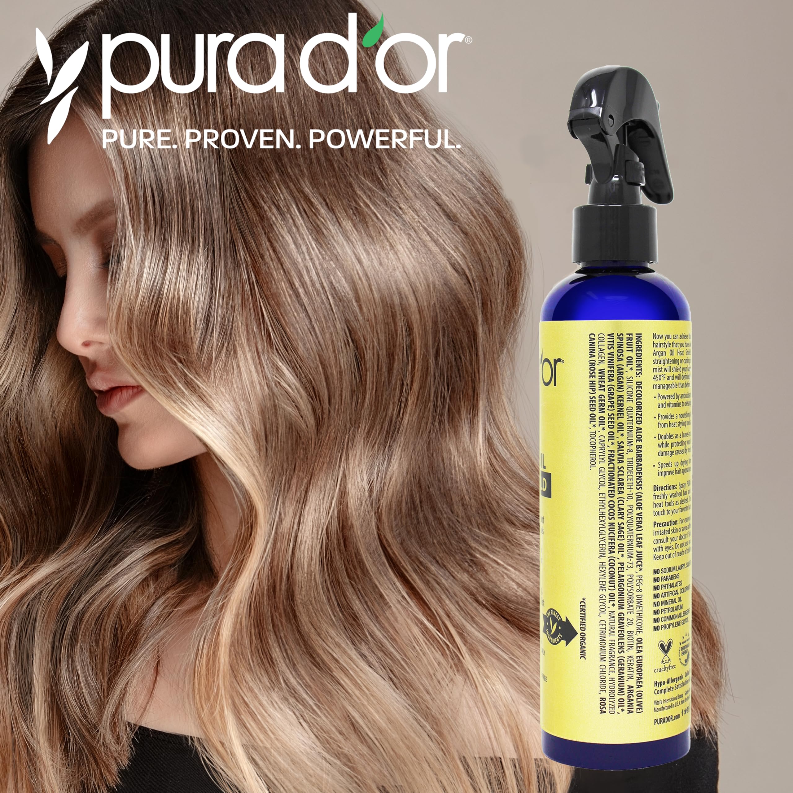 Pura D’or leave-in detangler spray helps reduce frizz and makes hair easier to comb