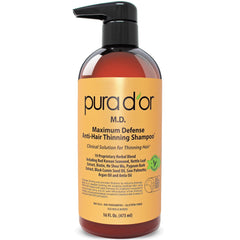 PURA D'OR Maximum Defense coal tar shampoo bottle showing its premium blend for scalp care