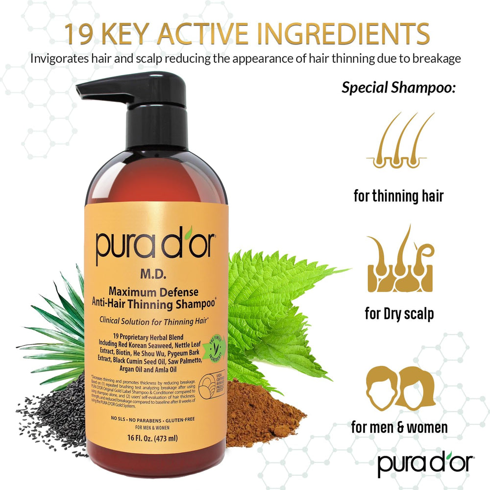 PURA D'OR Maximum Defense label close-up highlighting 0.5% coal tar and actives