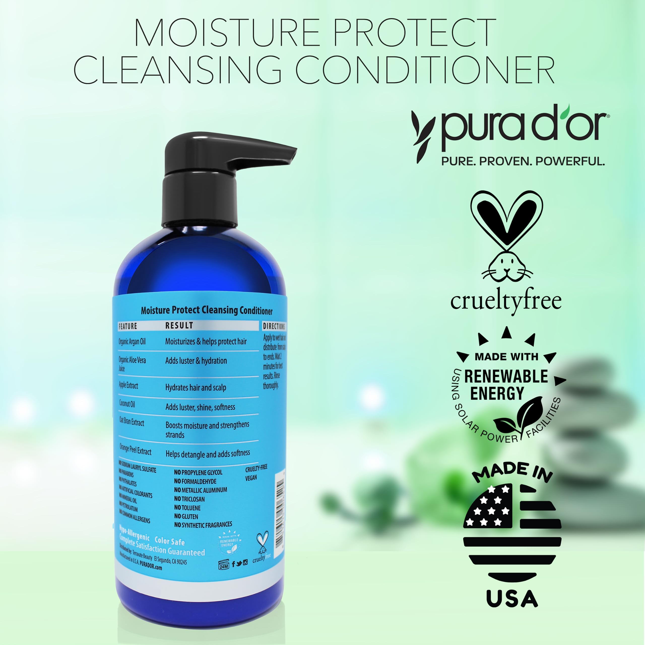 PURA D'OR Moisture Protect no-poo approach demonstrates gentle cleansing without shampoo