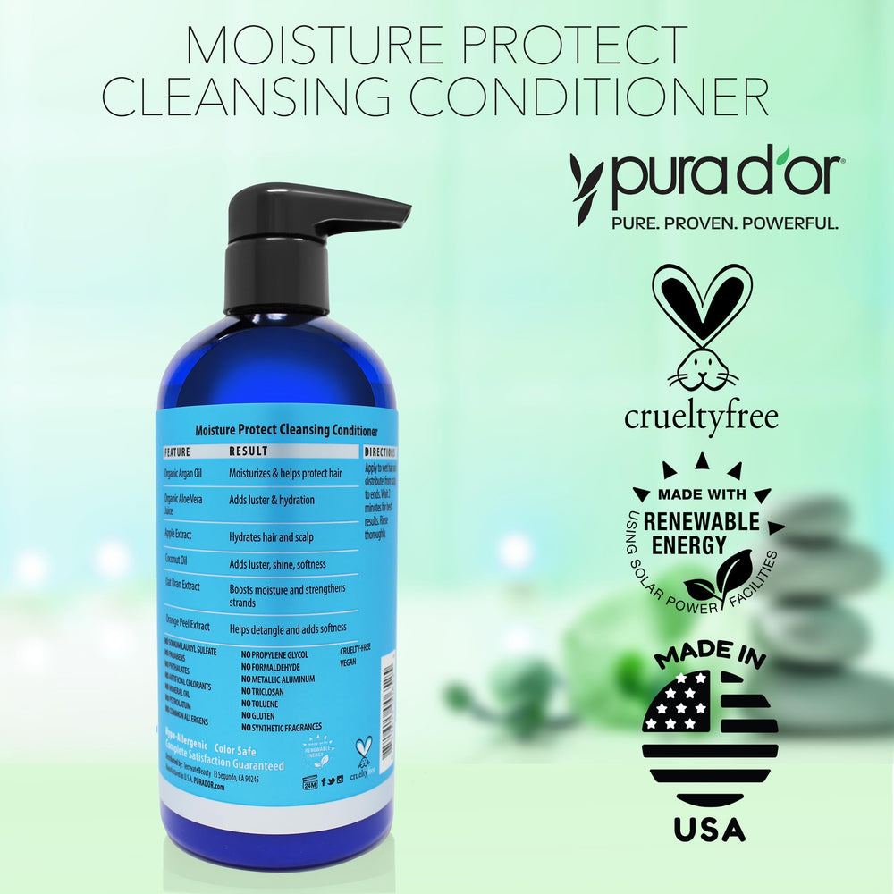 PURA D'OR Moisture Protect no-poo approach demonstrates gentle cleansing without shampoo
