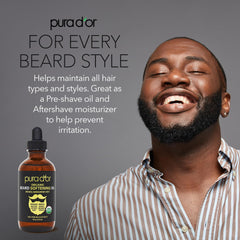 PURA D'OR organic beard oil ingredients highlight natural botanicals for softness.