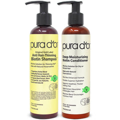 PURA D'OR Original Gold Label shampoo bottle for thicker-looking hair.