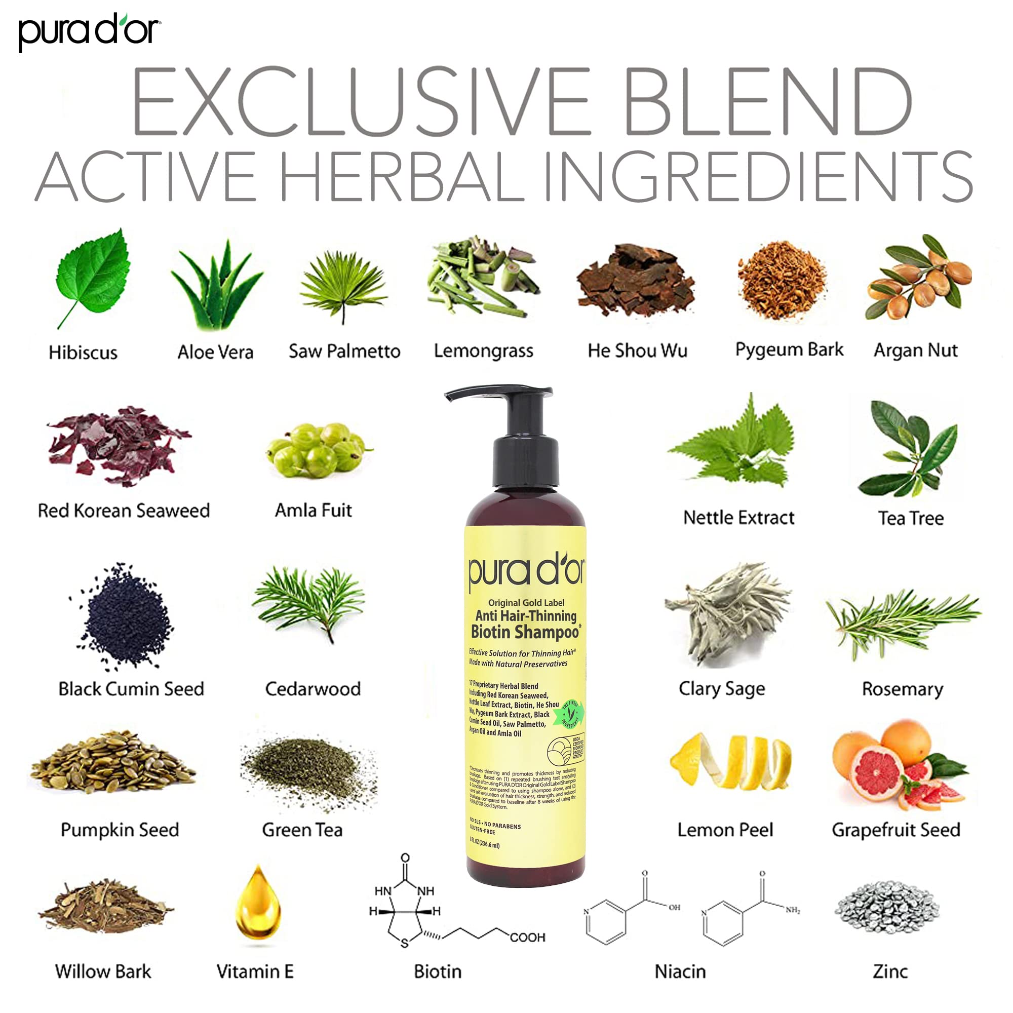 PURA DOR red Korean seaweed extracts closeup suggests scalp nutrition and strength.